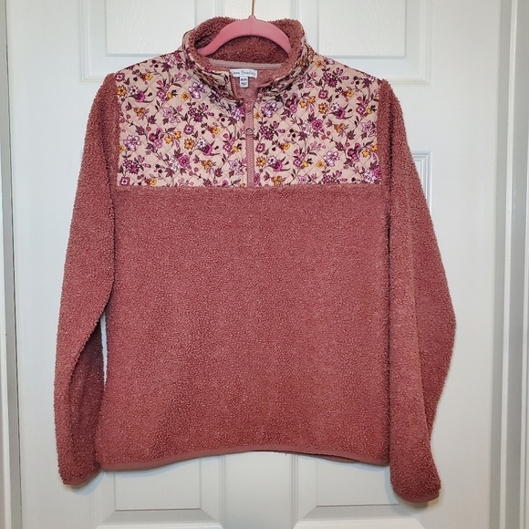 Vera Bradley Sherpa Teddy Bear Pullover 1/4 Sweatshirt Womens Rust Sz XXS/XS - Picture 1 of 12